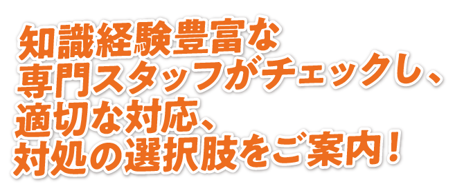 知識経験豊富な専門スタッフがチェックし、適切な対応、対処の選択肢をご案内！